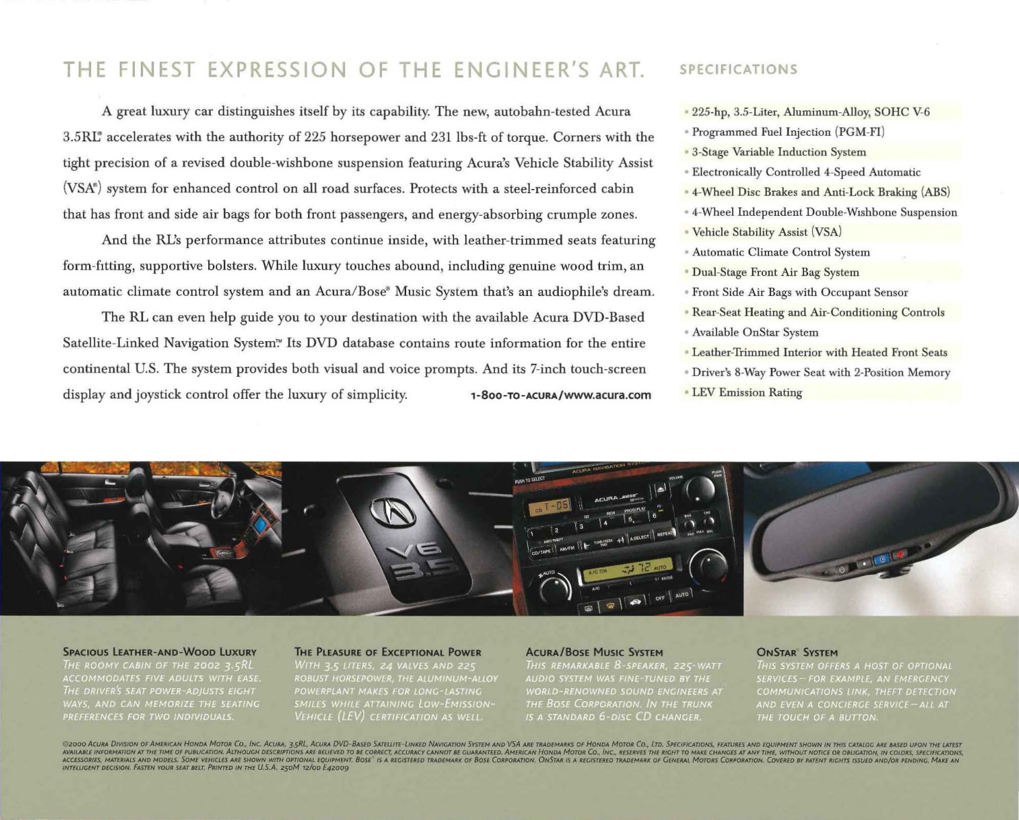 2002 Acura RL Brochure Page 1